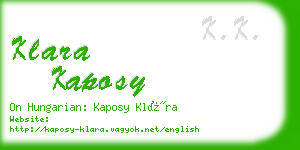 klara kaposy business card